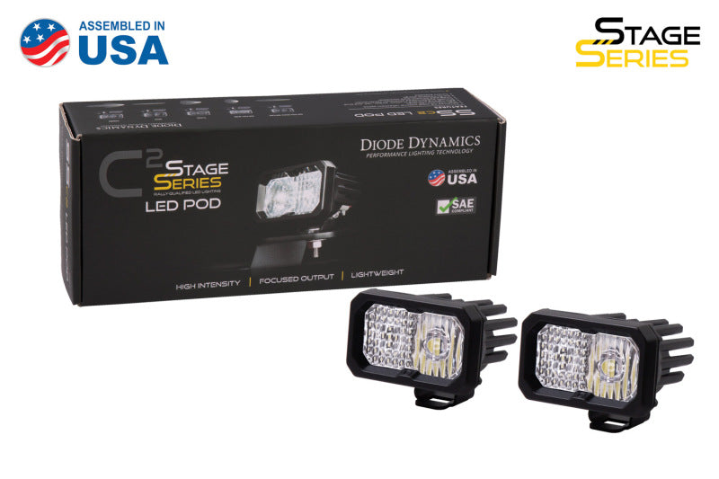 Diode Dynamics Stage Series 2 In LED Pod Sport - White Driving Standard ABL (Pair) Diode Dynamics Light Accessories and Wiring  AXOPROS