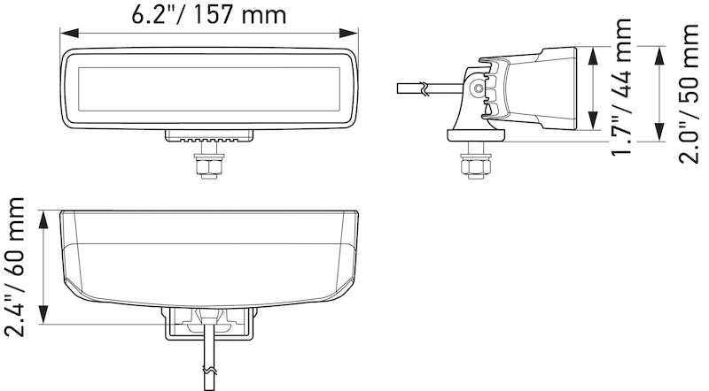 Hella Universal Black Magic 6 L.E.D. Mini Light Bar - Spot Beam Hella Fog Lights  AXOPROS