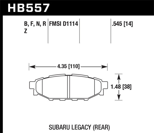 Hawk 08 WRX Rear HP+ Street Brake Pads Hawk Performance Brake Pads - Performance  AXOPROS