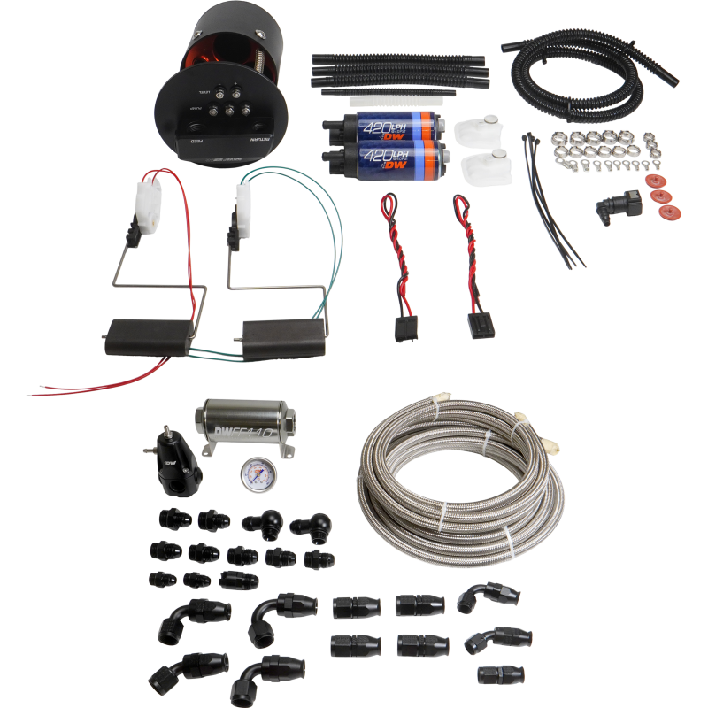 DeatschWerks 92-06 BMW 3-Series E36/E46 X2 Module with DW420 Pumps and PTFE Plumbing Kit DeatschWerks Fuel Pumps  AXOPROS