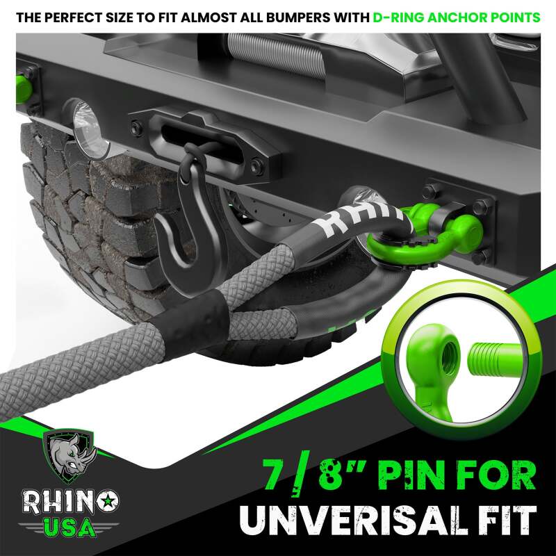 Rhino USA 3/4In D-Ring Shackle Set (2-Pack)(Green) Rhino USA Shackle Kits  AXOPROS