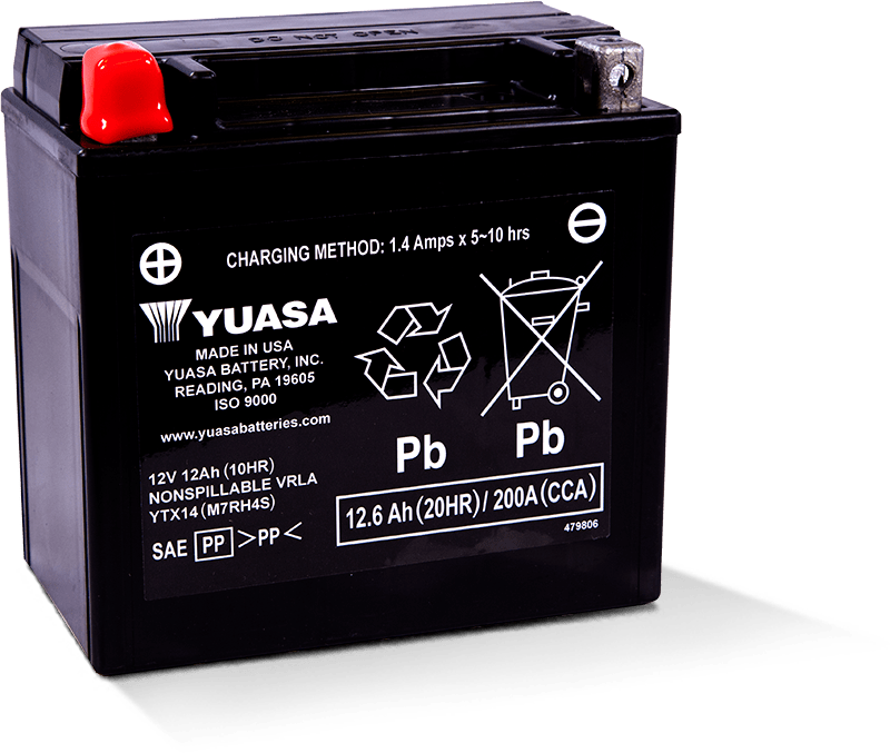 Yuasa YTX14 Maintenance Free AGM 12-Volt Battery Yuasa Battery Batteries  AXOPROS