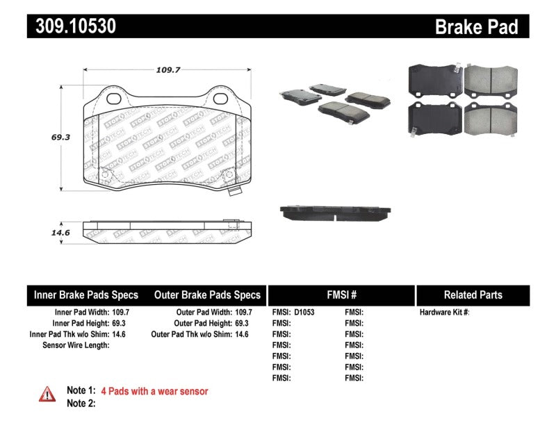 StopTech Performance 10+ Camaro Rear Brake Pads Stoptech Brake Pads - Performance  AXOPROS