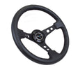 NRG Reinforced Steering Wheel (350mm / 3in. Deep) Blk Leather w/Blk Spoke & Circle Cutouts NRG Steering Wheels  AXOPROS