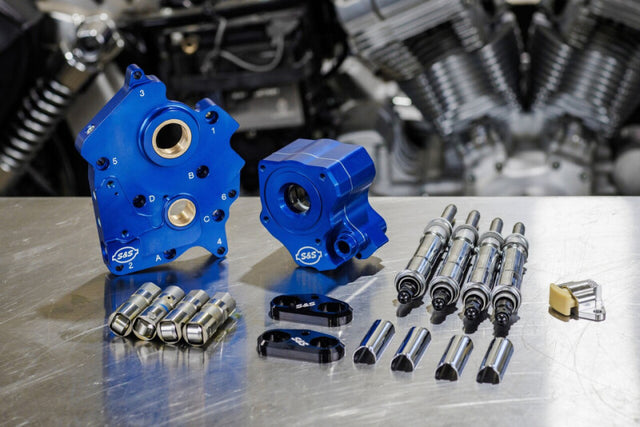 S&S Cycle S&S Cycle 2017+ M8 Oil Cooled Cam Chest Kit w/o Cam - Chrm Pushrod Tubes & Chain Tensioner Incl. VVT Cam Gears aftermarket performance part