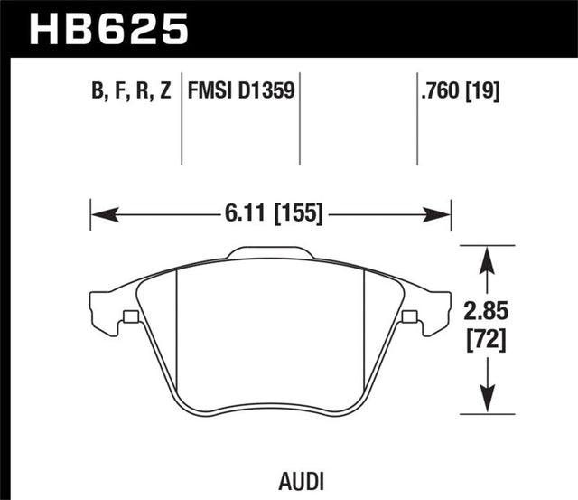 Hawk 2001-2010 Audi S3 European HPS 5.0 Front Brake Pads Hawk Performance Brake Pads - Performance  AXOPROS