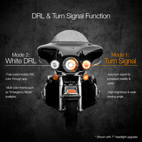 XKGLOW XK Glow 4.5In Chrome RGB LED Harley Running Light XKchrome Bluetooth App Controlled Kit Headlights aftermarket performance part