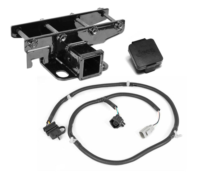 Rugged Ridge Receiver Hitch Kit Jeep Logo 07-18 Jeep Wrangler Rugged Ridge Hitch Accessories  AXOPROS