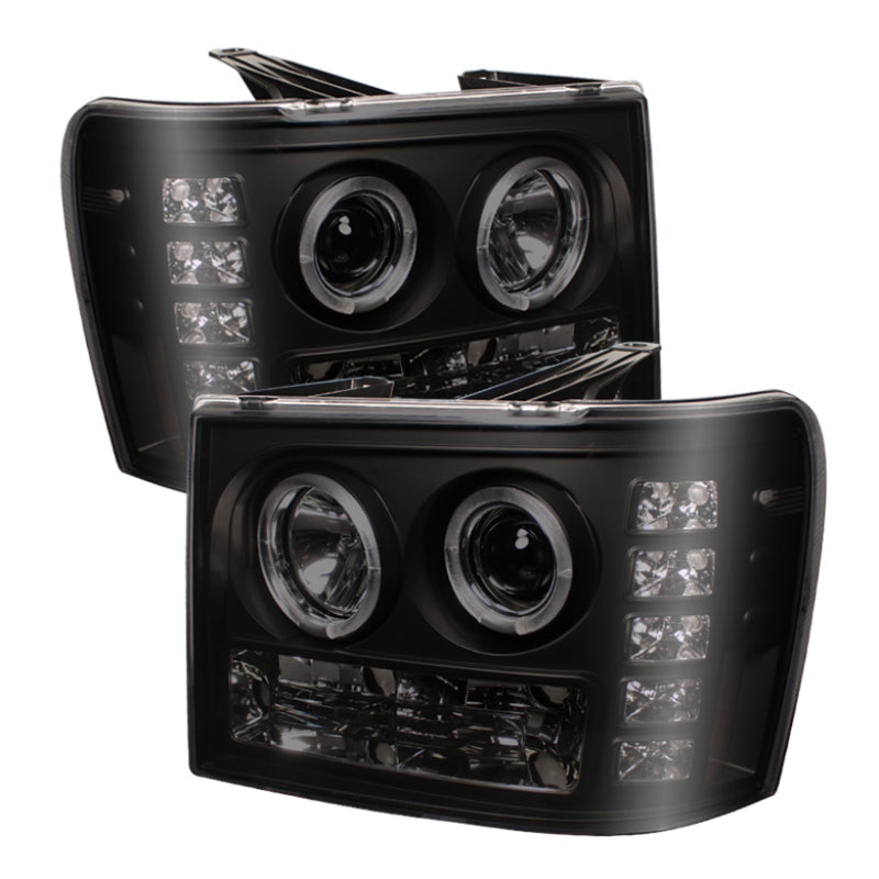 Spyder GMC Sierra 1500/2500 07-13 Projector Headlights LED Halo- LED Blk Smke PRO-YD-GS07-HL-BSM SPYDER Headlights  AXOPROS