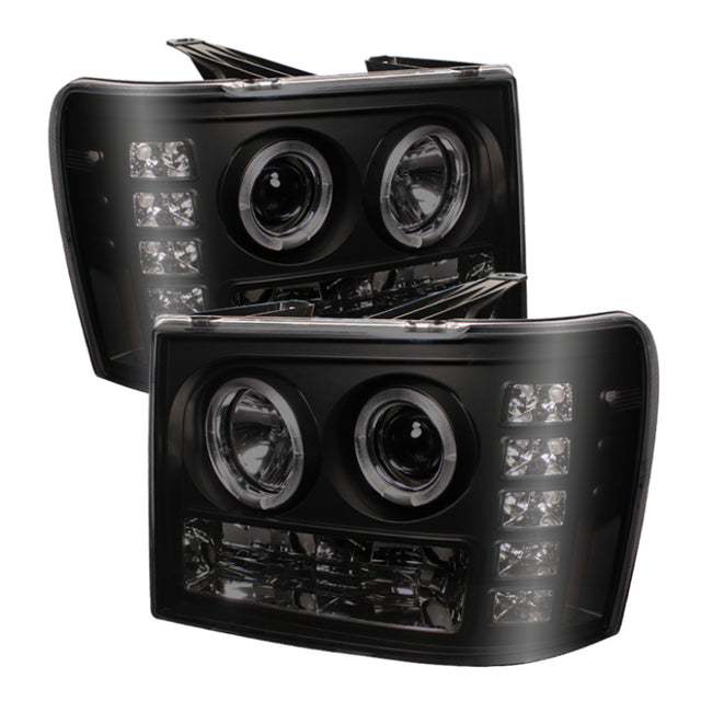 Spyder GMC Sierra 1500/2500 07-13 Projector Headlights LED Halo- LED Blk Smke PRO-YD-GS07-HL-BSM SPYDER Headlights  AXOPROS