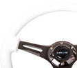 NRG Classic Wood Grain Steering Wheel (350mm) White Paint Grip w/Black 3-Spoke Center NRG Steering Wheels  AXOPROS