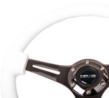 NRG Classic Wood Grain Steering Wheel (350mm) White Paint Grip w/Black 3-Spoke Center NRG Steering Wheels  AXOPROS