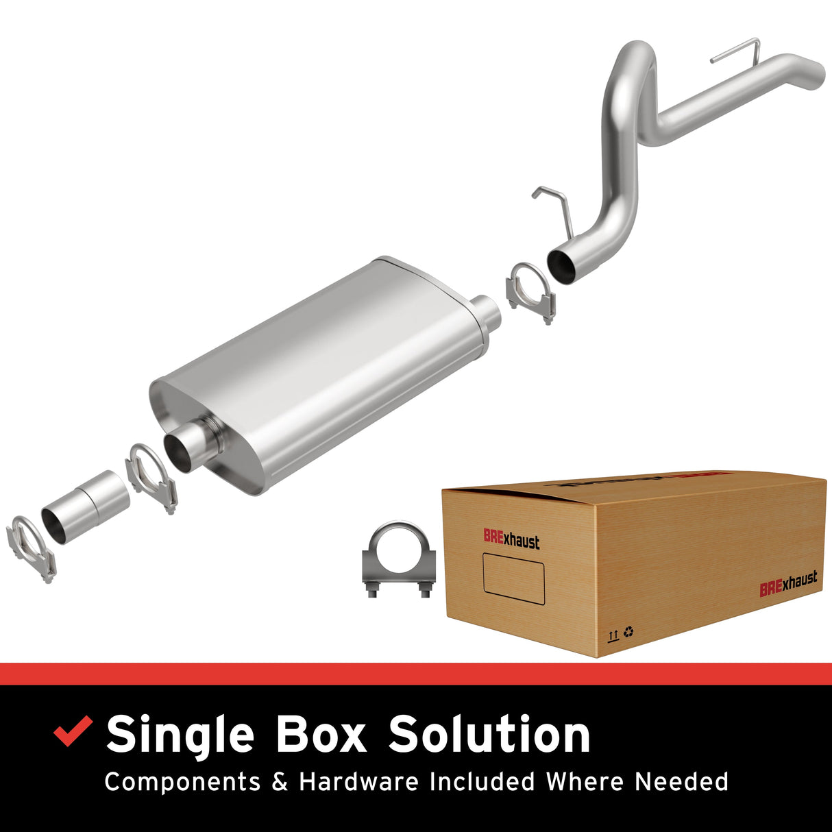 BRExhaust 1987-1992 Jeep Wrangler Direct-Fit Replacement Exhaust System BRExhaust Exhaust System Kit  AXOPROS