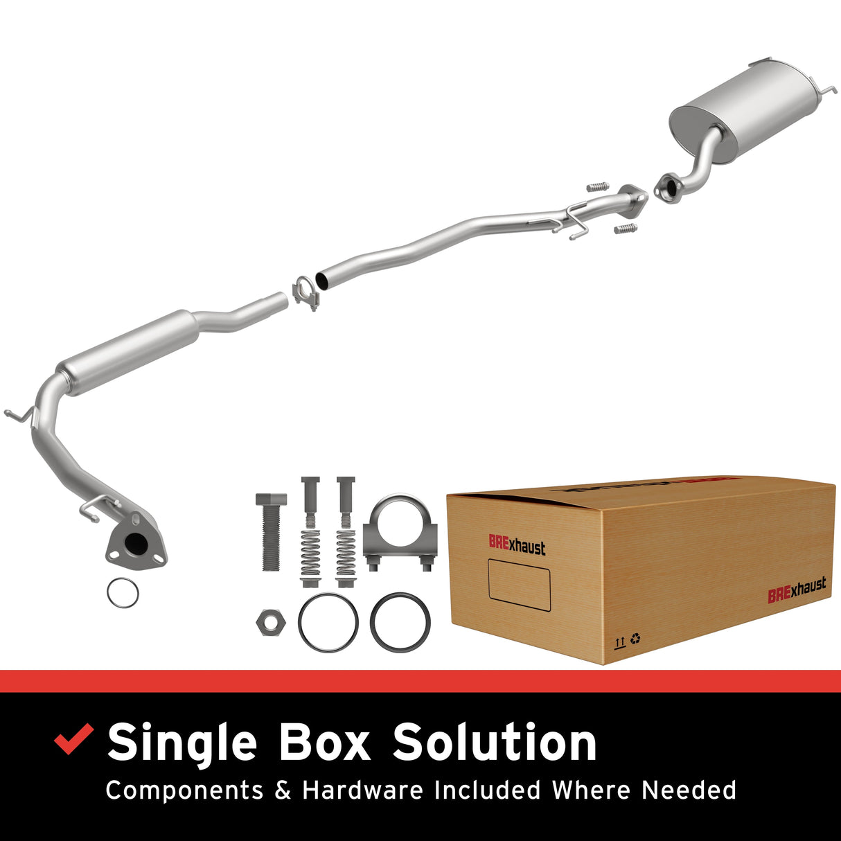 BRExhaust 2007-2008 Honda Fit 1.5L Direct-Fit Replacement Exhaust System BRExhaust Exhaust System Kit  AXOPROS