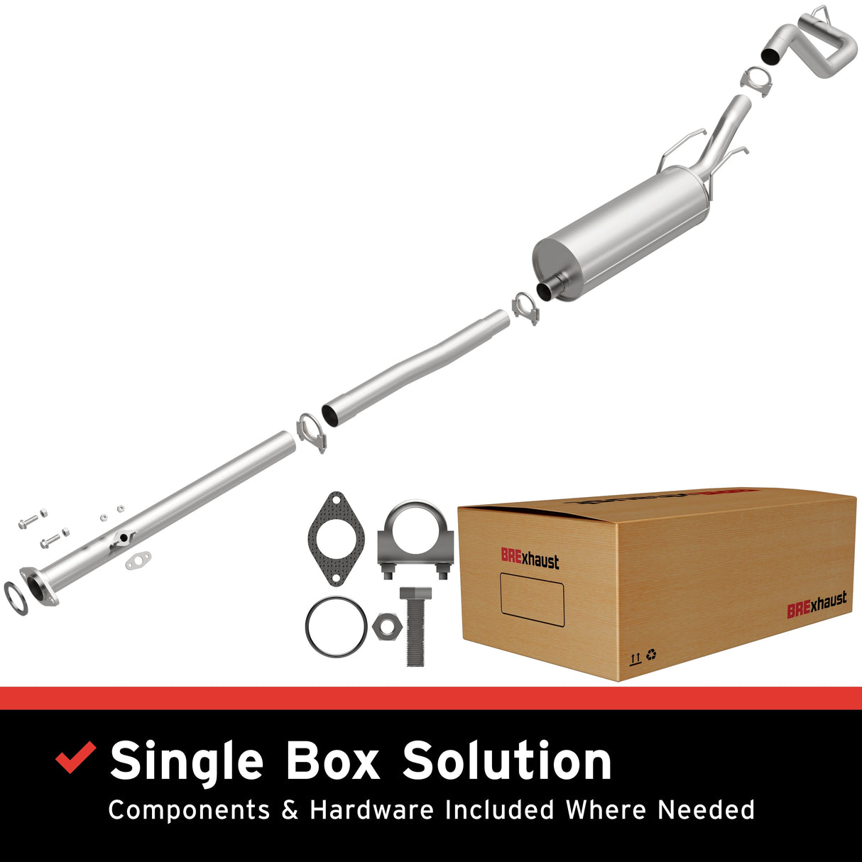 BRExhaust 1995-2000 Toyota Tacoma 2.7L Direct-Fit Replacement Exhaust System BRExhaust Exhaust System Kit  AXOPROS
