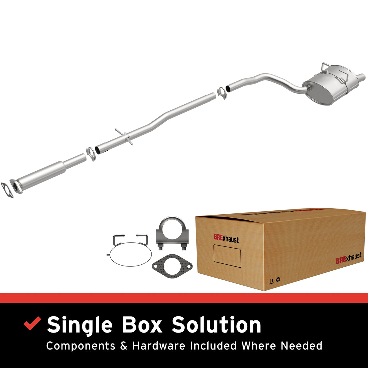 BRExhaust 2002-2008 Mini Cooper 1.6L Direct-Fit Replacement Exhaust System BRExhaust Exhaust System Kit  AXOPROS