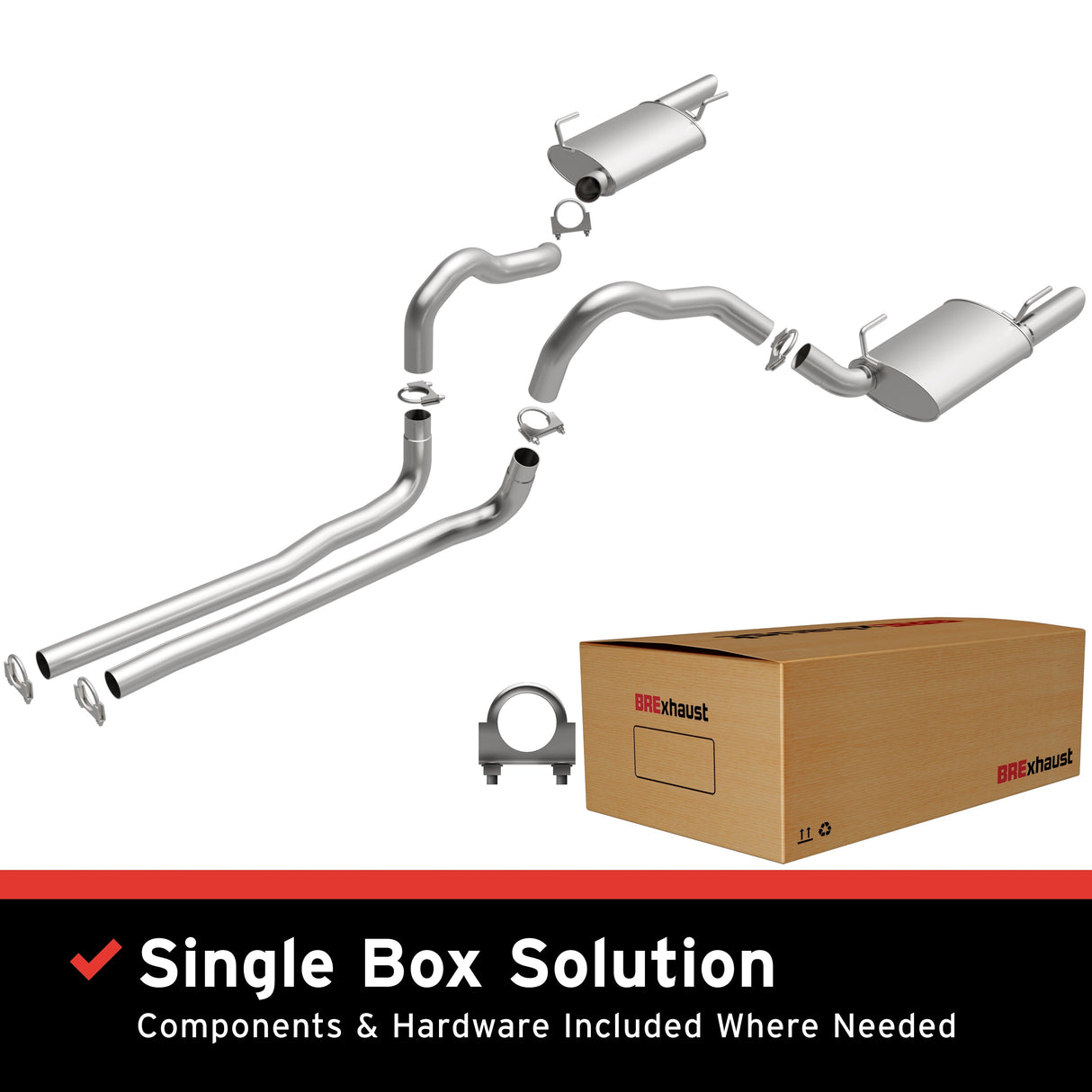 BRExhaust 2005-2009 Ford Mustang 4.6L Direct-Fit Replacement Exhaust System BRExhaust Exhaust System Kit  AXOPROS