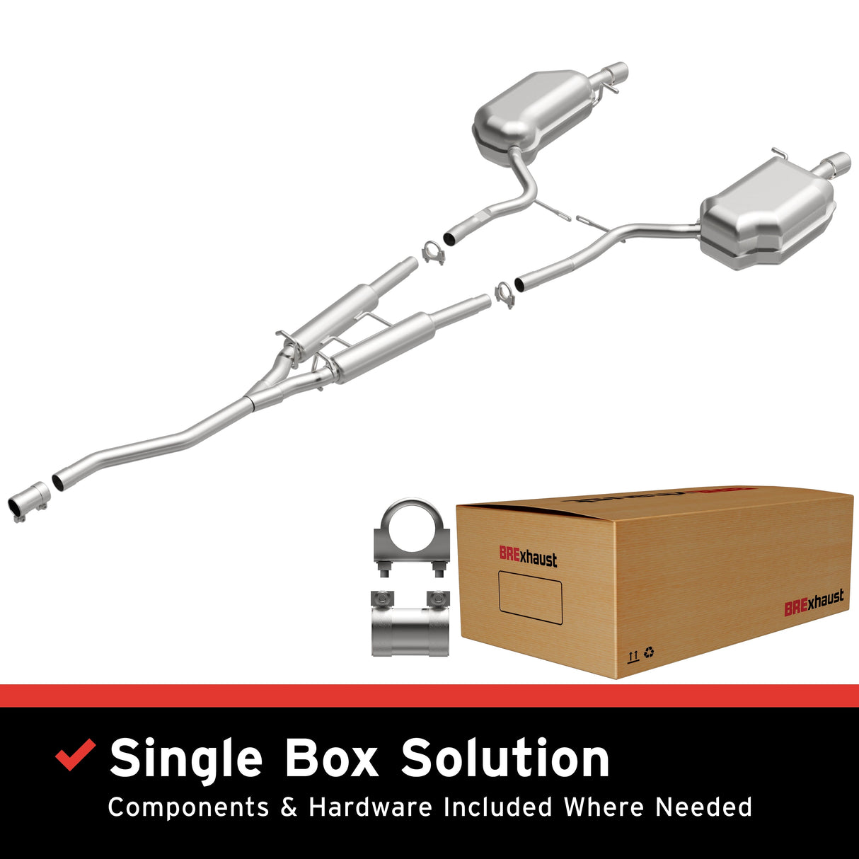 BRExhaust 2002-2005 Audi Direct-Fit Replacement Exhaust System BRExhaust Exhaust System Kit  AXOPROS