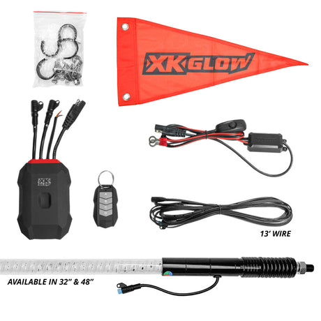 XKGLOW XK Glow 2x32 XKmax RGBW Advanced App Control LED Whip Light Kit for 4x4 Offroad UTV ATV Light Accessories and Wiring aftermarket performance part