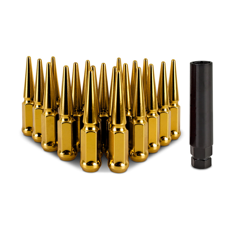 Mishimoto Steel Spiked Lug Nuts M12x1.5 20pc Set - Gold Mishimoto Lug Nuts  AXOPROS