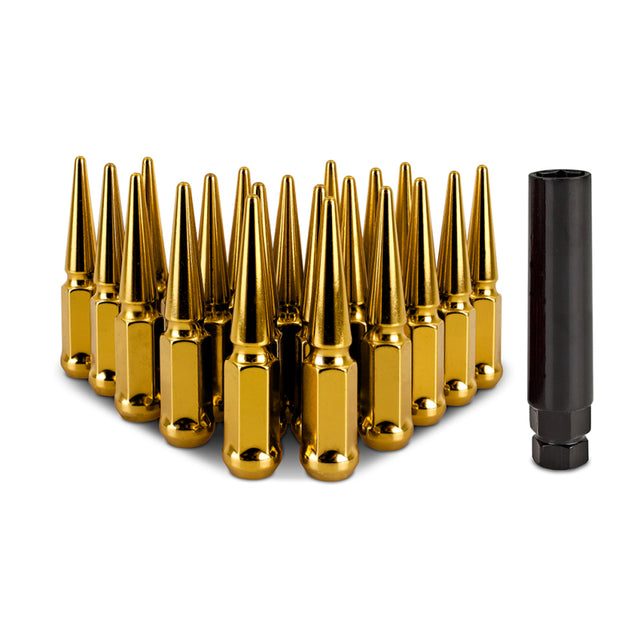 Mishimoto Steel Spiked Lug Nuts M12x1.5 20pc Set - Gold Mishimoto Lug Nuts  AXOPROS