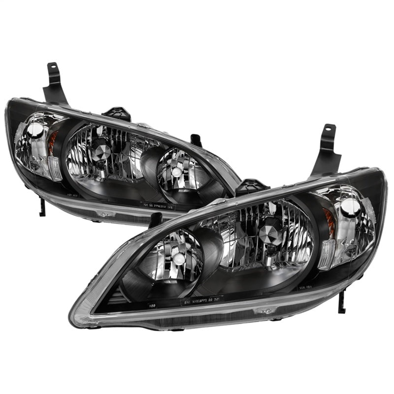 xTune 04-05 Honda Civic (Excl Hatchback/Si) OEM Style Headlights - Black (HD-JH-HC04-4D-AM-BK) SPYDER Headlights  AXOPROS