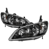 xTune 04-05 Honda Civic (Excl Hatchback/Si) OEM Style Headlights - Black (HD-JH-HC04-4D-AM-BK) SPYDER Headlights  AXOPROS