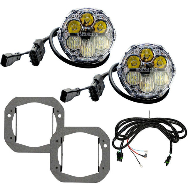 Nacho Lighting Jeep JL/JT Nacho SAE Only White Plug N Play Fog Light Kit (Bumper Kit) Nacho Offroad Technology Fog Lights  AXOPROS