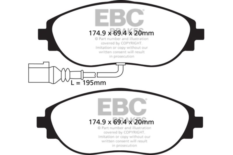 EBC 12+ Volkswagen CC 3.6 Greenstuff Front Brake Pads EBC Brake Pads - Performance  AXOPROS