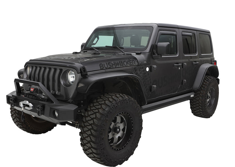 Bushwacker 2018+ Jeep Wrangler (JL) Unlimited Flat Style Flares 4pc - Black Bushwacker Fender Flares  AXOPROS
