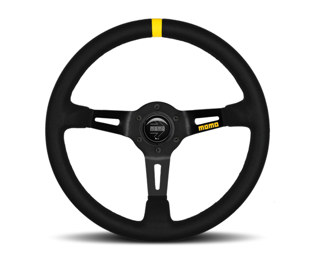 Momo MOD08 Steering Wheel 350 mm -  Black Suede/Black Spokes/1 Stripe MOMO Steering Wheels  AXOPROS