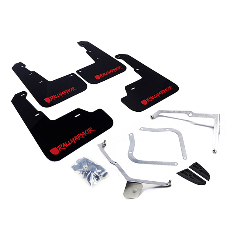 Rally Armor 15-21 Subaru WRX/STI Black UR Mud Flap w/Red Altered Font Logo Rally Armor Mud Flaps  AXOPROS