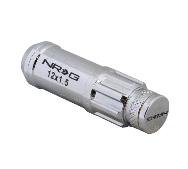 NRG 700 Series M12 X 1.5 Steel Lug Nut w/Dust Cap Cover Set 21 Pc w/Locks & Lock Socket - Silver NRG Lug Nuts  AXOPROS