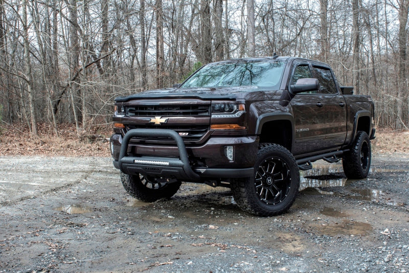 Lund 19-22 Chevrolet Silverado 1500 (Excl. 2019 LD) Bull Bar w/ Light & Wiring-Blk - Black LUND Bull Bars  AXOPROS