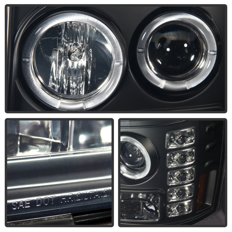 Spyder GMC Sierra 1500/2500 07-13 Projector Headlights LED Halo- LED Blk Smke PRO-YD-GS07-HL-BSM SPYDER Headlights  AXOPROS