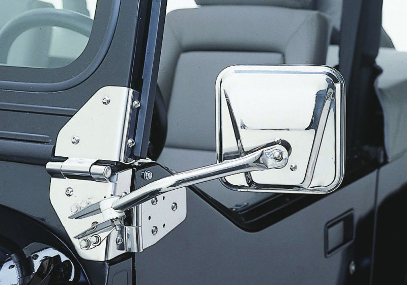 Rampage 1955-1983 Jeep CJ5 Side Mirrors - Stainless Rampage Side Mirrors  AXOPROS
