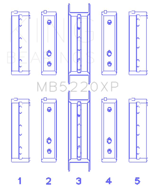 King Subaru WRX/STi EJ20 EJ22 EJ25 Flange #3 Position Performance Main Bearing Set - Size STD King Engine Bearings Bearings  AXOPROS
