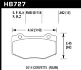 Hawk 2014 Chevrolet Corvette HPS 5.0 Rear Brake Pads Hawk Performance Brake Pads - Performance  AXOPROS