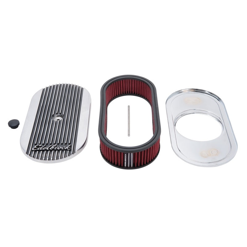 Edelbrock Air Cleaner Elite II Oval Single 4-Bbl Carb 2 5In Red Element Polished Edelbrock Air Filters - Universal Fit  AXOPROS