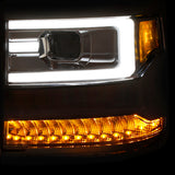 ANZO 16-17 Chevy Silverado 1500 Projector Headlights Plank Style Design Chrome w/ Amber ANZO Headlights  AXOPROS