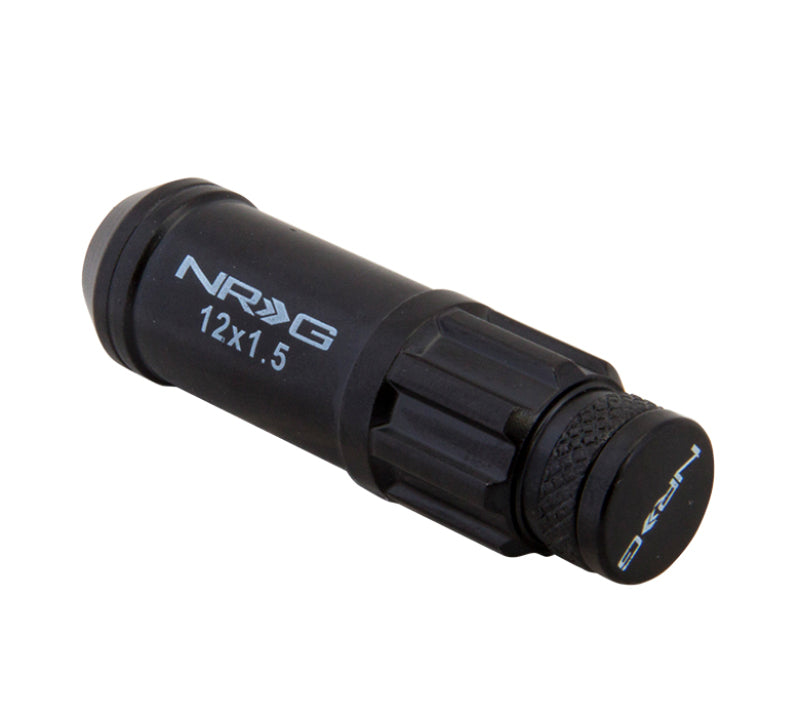 NRG 700 Series M12 X 1.5 Steel Lug Nut w/Dust Cap Cover Set 21 Pc w/Locks & Lock Socket - Black NRG Lug Nuts  AXOPROS