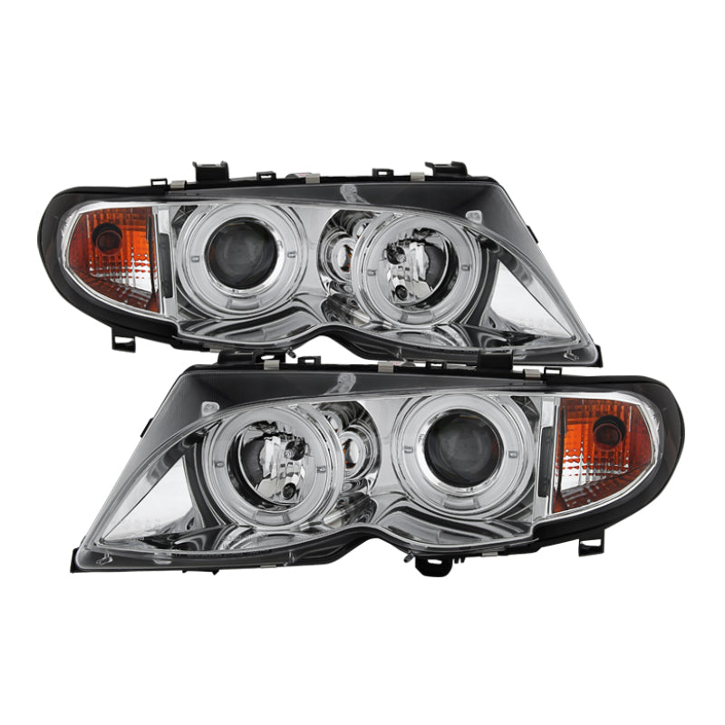 Spyder BMW E46 3-Series 02-05 4DR Projector Headlights 1PC LED Halo Chrm PRO-YD-BMWE4602-4D-AM-C SPYDER Headlights  AXOPROS