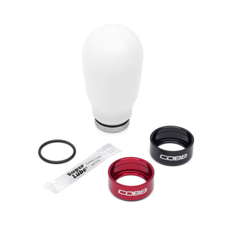Cobb Subaru 6-Speed Tall Weighted COBB Shift Knob - White (Incl. Both Red + Blk Collars) COBB Shift Knobs  AXOPROS