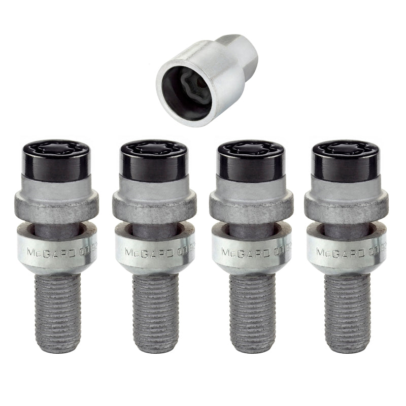 McGard Wheel Lock Bolt Set - 4pk. (Radius Seat) M14X1.5 / 17mm Hex / 28.2mm Shank Length - Black McGard Wheel Bolts  AXOPROS