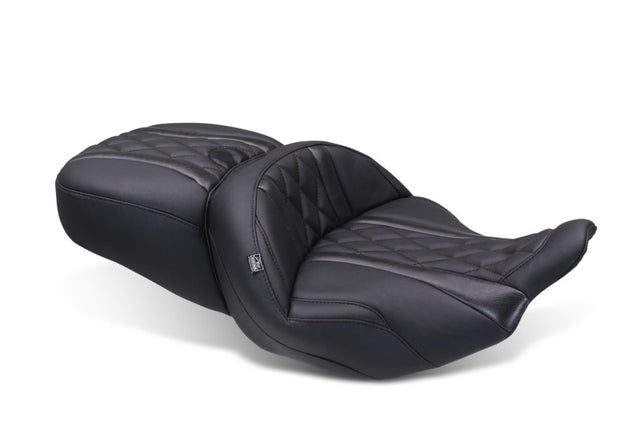 Mustang 23-25 Harley CVO Road Glide (ST) Super Touring Standard Reach One-Piece, 2 UP Black Mustang Motorcycle Solo Motorcycle Seats  AXOPROS