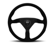 Momo Montecarlo Alcantara Steering Wheel 350 mm - Black/Black Stitch/Black Spokes MOMO Steering Wheels  AXOPROS