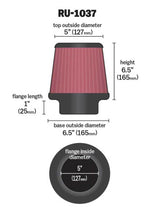 K&N Universal Clamp-On Air Filter 5in FLG / 6-1/2in B / 5in T / 6-1/2in H K&N Engineering Air Filters - Universal Fit  AXOPROS