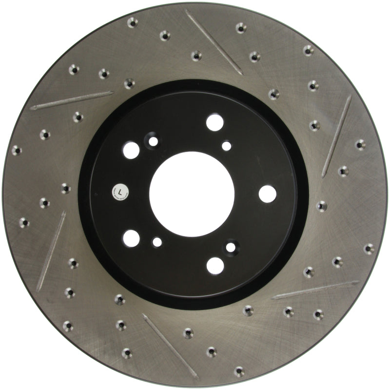 StopTech 04-08 Acura TL (Brembo Caliber) SportStop Slotted &amp; Drilled Left Front Rotor Stoptech Brake Rotors - Slot & Drilled  AXOPROS