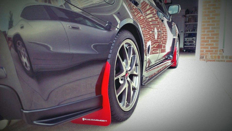 Rally Armor 15-21 Subaru WRX/STI Red UR Mud Flap w/White Logo Rally Armor Mud Flaps  AXOPROS