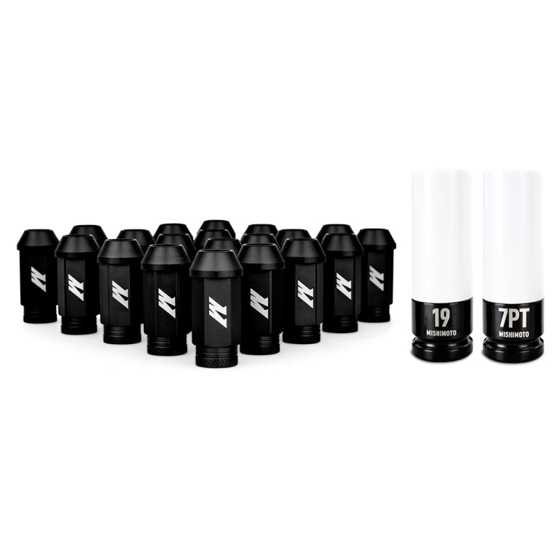 Mishimoto Aluminum Locking Lug Nuts M12x1.25 20pc Set Black Mishimoto Lug Nuts  AXOPROS